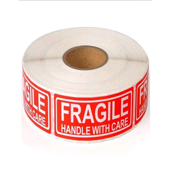 x120 "Fragile. Handle with care"  stickers shipping supplies - Picture 1 of 4
